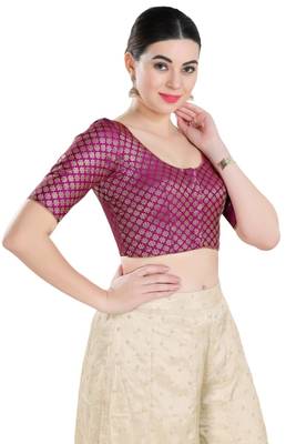 Padded Brocade Round Neck Blouse 4