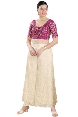 Padded Brocade Round Neck Blouse 5
