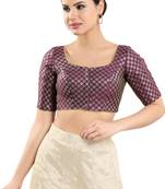 Padded Brocade Round Neck Blouse