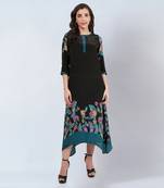 Black and yellow floral printed slimline kaftan dress