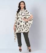 Ivory and black floral combination print co ord set