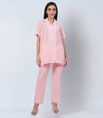 Coral pink checked co ord set
