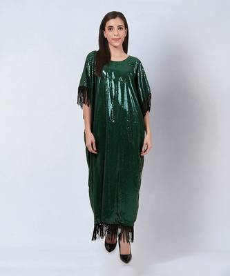 Green sequin full length kaftan 1