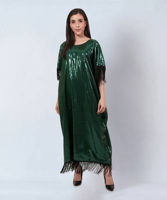 Green sequin full length kaftan 2