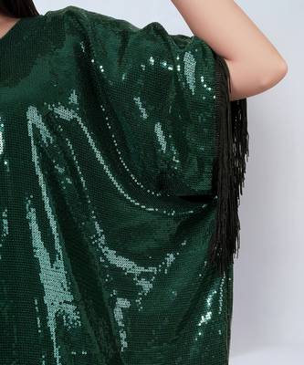 Green sequin full length kaftan 5