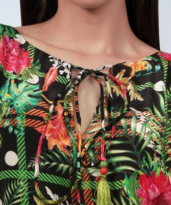 Green and black jungle print full length kaftan 5