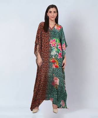 Brown animal print kaftan 1