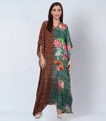 Brown animal print kaftan