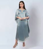 Blue crystal embroidered round kaftan