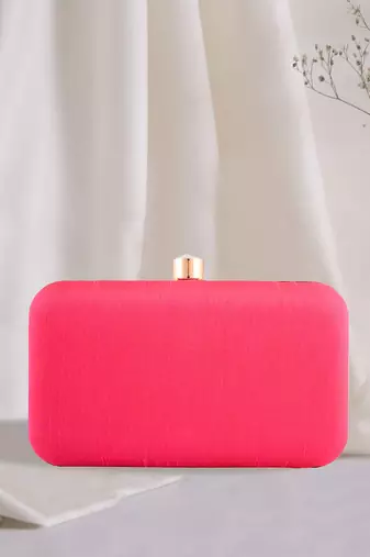 HOT PINK EMBROIDERED CLUTCH