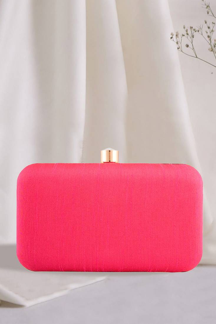 HOT PINK EMBROIDERED CLUTCH