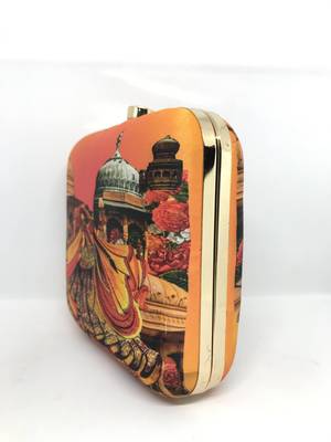 ORANGE WEDDING DIGITAL PRINT CLUTCH 2