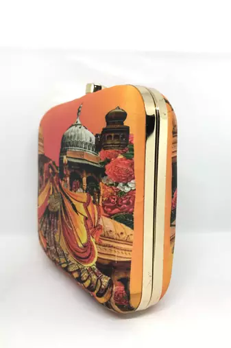 ORANGE WEDDING DIGITAL PRINT CLUTCH