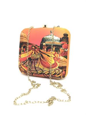 ORANGE WEDDING DIGITAL PRINT CLUTCH 4