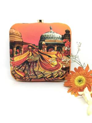ORANGE WEDDING DIGITAL PRINT CLUTCH 5