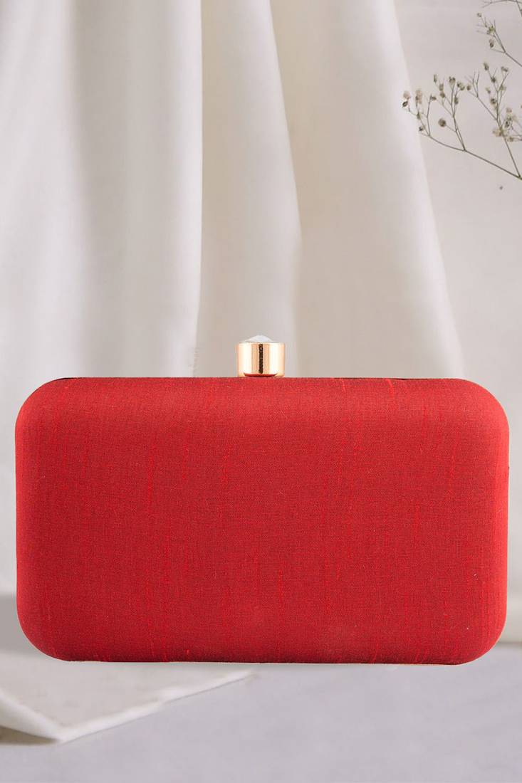 DARK RED EMBROIDERED CLUTCH