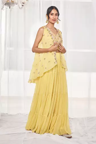 Lime green sharara set