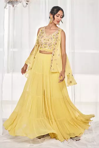 Lime green sharara set
