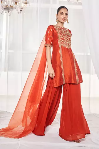 Burnt orange kurta set