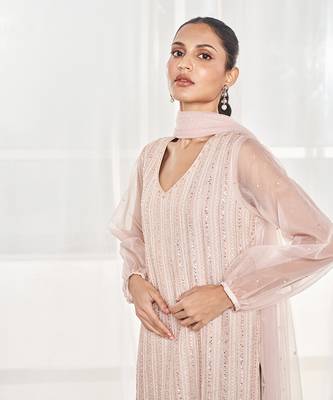 Dusty beige kurta set 3