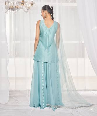 Candy blue kurta set 3