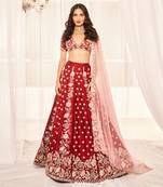 Blood Red Bridal Lehenga Set
