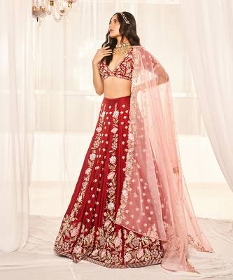 Blood Red Bridal Lehenga Set 2