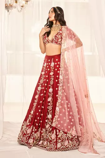 Blood Red Bridal Lehenga Set