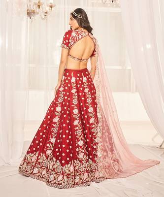 Blood Red Bridal Lehenga Set 4