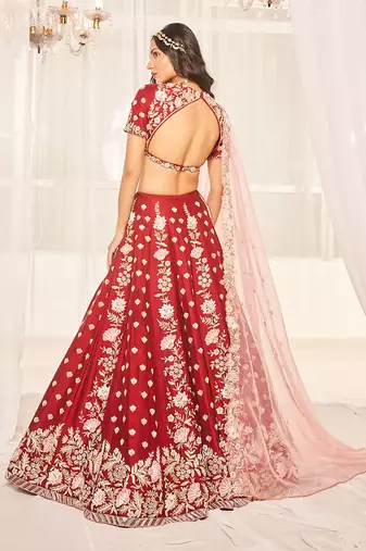Blood Red Bridal Lehenga Set