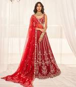 Cherry Red Bridal Lehenga Set