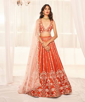 Burnt Orange Bridal Lehenga Set 1