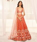 Burnt Orange Bridal Lehenga Set