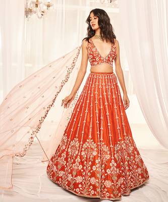 Burnt Orange Bridal Lehenga Set 2