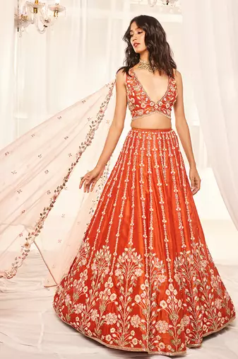 Burnt Orange Bridal Lehenga Set