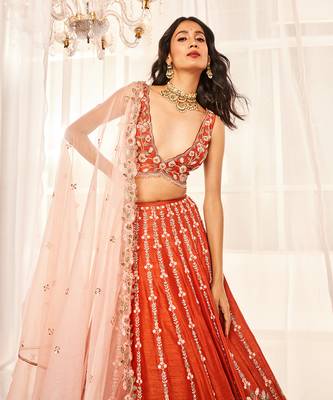 Burnt Orange Bridal Lehenga Set 3