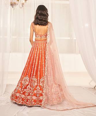 Burnt Orange Bridal Lehenga Set 4