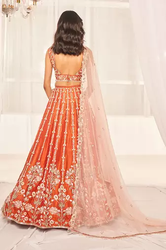 Burnt Orange Bridal Lehenga Set