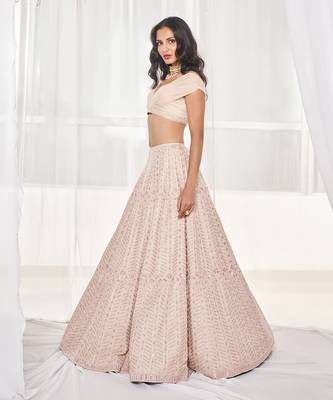 Dusty Beige Bridal Lehenga Set 1