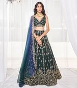 Bottle Green Bridal Lehenga Set