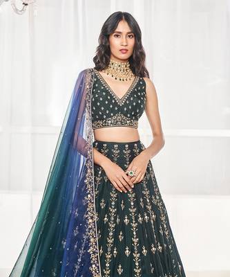 Bottle Green Bridal Lehenga Set 2