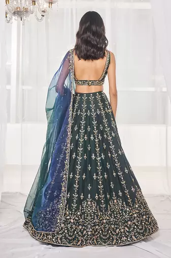 Bottle Green Bridal Lehenga Set