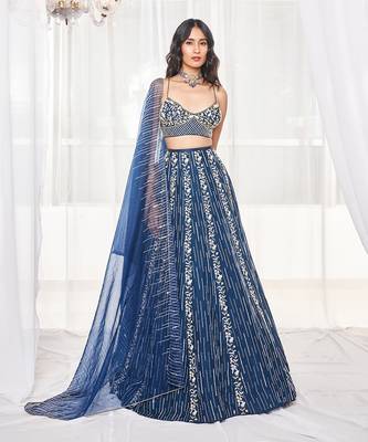 Teal Blue Bridal Lehenga Set 1