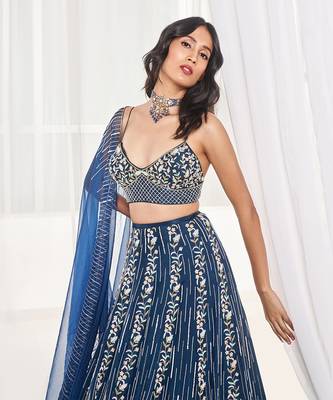 Teal Blue Bridal Lehenga Set 3