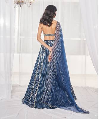 Teal Blue Bridal Lehenga Set 4