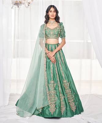 Teal Green Bridal Lehenga Set 1