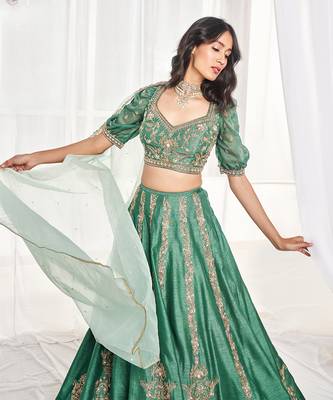 Teal Green Bridal Lehenga Set 3