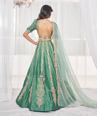 Teal Green Bridal Lehenga Set 4