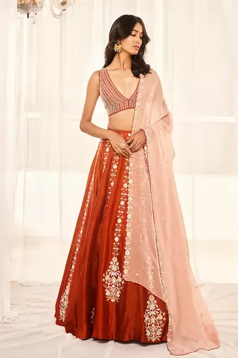 Burnt Orange Lehenga Set