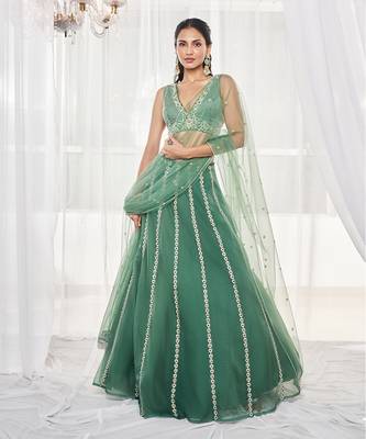 Teal Green Lehenga Set 1